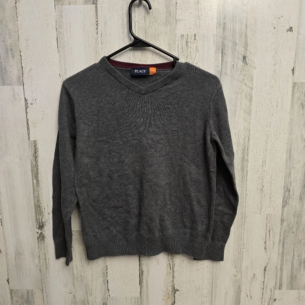 the children's place boys size 14-16 gray vneck sweater